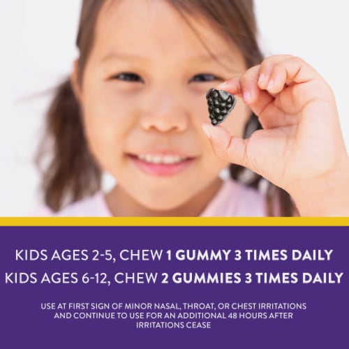 Nature’s Way Sambucus Kids Cough Relief + Immune South African Geranium Elderberry Vitamin C Gummies Perspective: right