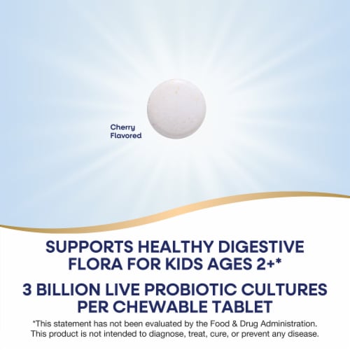 Nature's Way Primadophilus Probiotic For Kids 2+ Cherry Flavored Chewables 3 Billion CFU Perspective: right