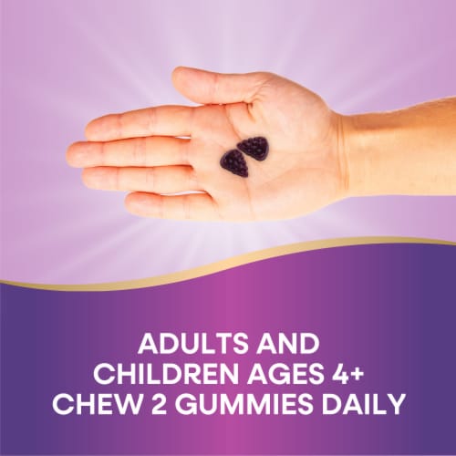 Nature’s Way Sambucus Zero Sugar Immune Black Elderberry Extract Vitamin C D3 Zinc Gummies Perspective: right