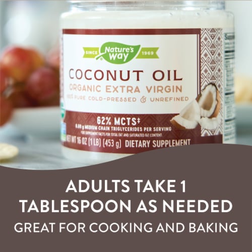 Nature's Way Organic Extra Virgin Coconut Pure and Unrefined Cold Pressed USDA Organic Oil Perspective: right
