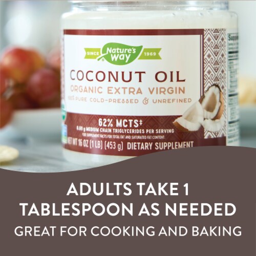 Nature's Way Organic Extra Virgin Coconut Pure and Unrefined Cold Pressed USDA Organic Oil Perspective: right