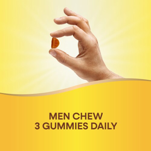 Nature's Way Alive! Men's 50+ Premium Multivitamin Orange Grape and Cherry Flavored Gummy Perspective: right