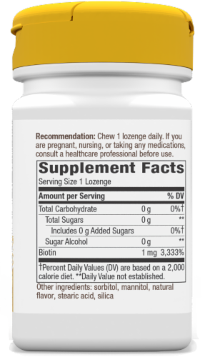 Nature's Way® Biotin 1000 mcg Once Daily Energy Release Lozenges Perspective: right