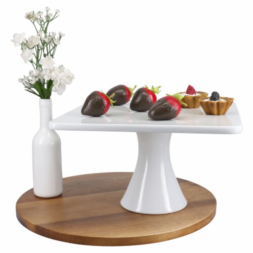 BIA Cordon Bleu Square Porcelain Pedestal Cake Stand Perspective: right