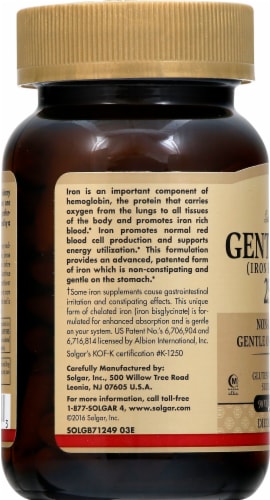 Solgar Gentle Iron 25 mg Capsules Perspective: right