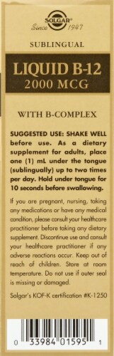 Solgar Sublingual B-12 Complex Liquid 2000mg Perspective: right
