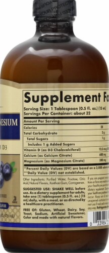 Solgar Calcium Magnesium Citrate Blueberry Flavor Liquid Perspective: right