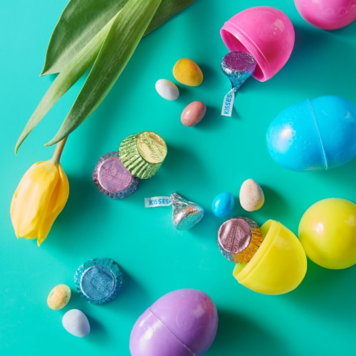 Hershey Chocolate Assortment Treats Easter Candy Filled Plastic Eggs Perspective: right