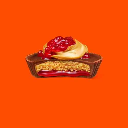 REESE'S Big Cup PB&J Strawberry Milk Chocolate Peanut Butter Cup Candy Pack Perspective: right