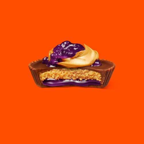 REESE'S PB&J Grape Milk Chocolate Snack Size Peanut Butter Cups Candy Packs Perspective: right