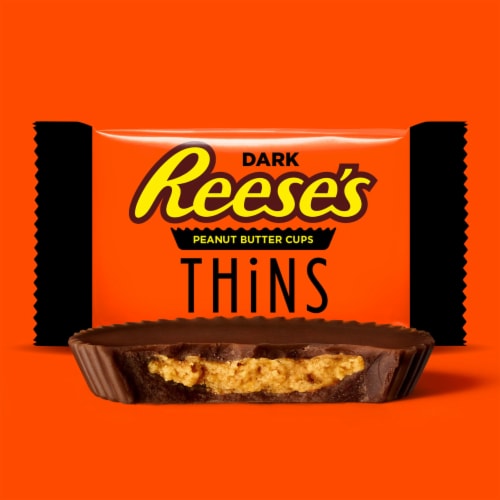 Reese's Dark Chocolate Peanut Butter Cups Thins Share Pack Candy Perspective: right