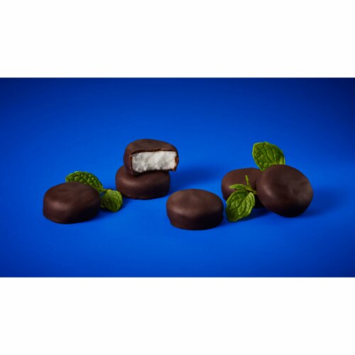 YORK Minis Unwrapped Dark Chocolate Peppermint Patties Candy Bag Perspective: right