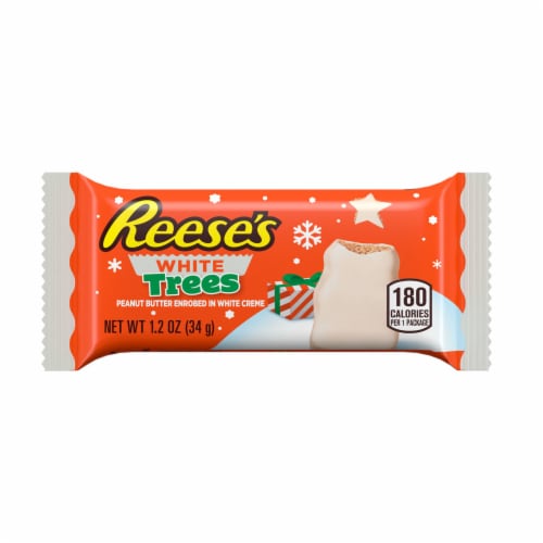 REESE'S White Creme Peanut Butter Trees Christmas Candy Packs Perspective: right