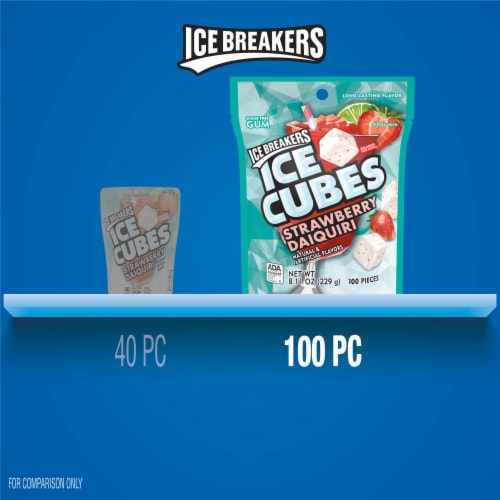 ICE BREAKERS Ice Cubes Strawberry Daiquiri Sugar Free Chewing Gum Pouch Perspective: right