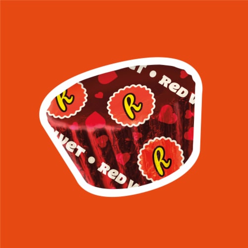 REESE'S Milk Chocolate and Red Velvet Flavored Creme Peanut Butter Cups Valentine Candy Perspective: right