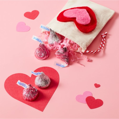 HERSHEY'S HUGS & KISSES Assorted Milk Chocolate and White Creme Candy Valentine's Day Gift Box Perspective: right