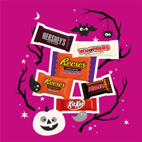 Hershey Assorted Chocolate Flavors Miniatures Halloween Candy Bulk Bag Perspective: right