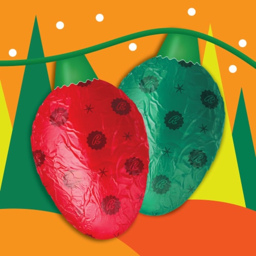 REESE'S Milk Chocolate Peanut Butter Creme Holiday Lights Christmas Candy Box Perspective: right