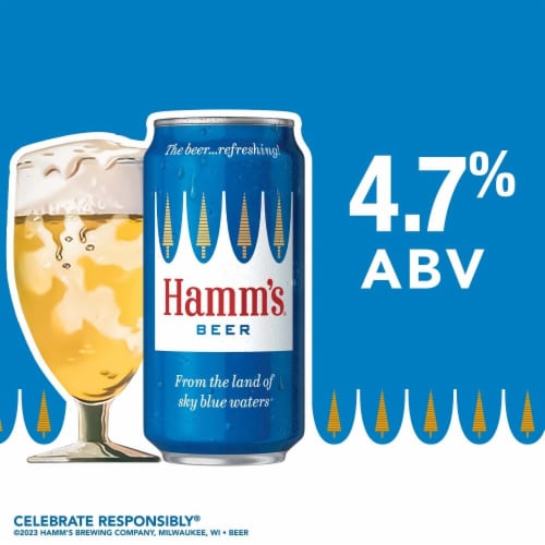 Hamm's American-Style Lager Light Beer Perspective: right