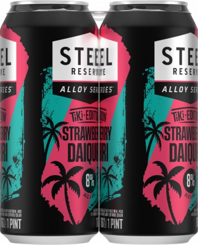 Steel Reserve Tiki Series Strawberry Daiquiri Flavored Hard Beverage Single Can Perspective: right