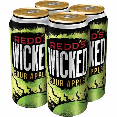 Redd's Wicked Sour Apple Golden Ale Beer 4 Cans Perspective: right