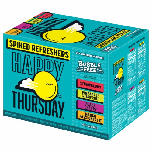 Happy Thursday Bubble Free Assorted Spiked Refreshers Perspective: right