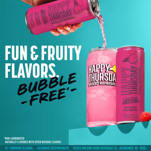 Happy Thursday Spiked Refreshers Raspberry Dragonfruit Perspective: right