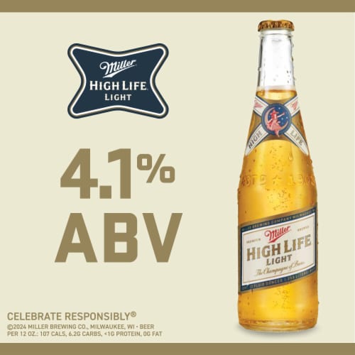 Miller High Life Light Pale Lager Beer Perspective: right