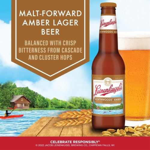 Leinenkugel's Northwoods Amber Pale Lager Beer Bottles Perspective: right