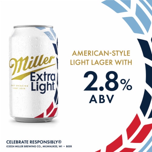 Miller64 Extra Light Lager Beer 12 Cans Perspective: right