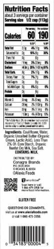 Alexia Mashed Cauliflower with Sea Salt Frozen Vegetables Perspective: right