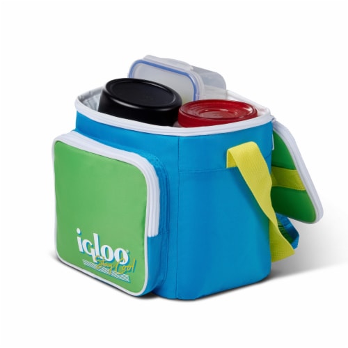 Igloo 90s Retro Collection Square Neon Lunch Box Cooler Bag, Fiesta Blue