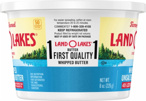 Land O’ Lakes® Unsalted Spreadable Whipped Butter Tub Perspective: right