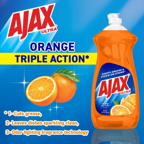 Ajax Ultra Triple Action Liquid Dish Soap Orange Perspective: right