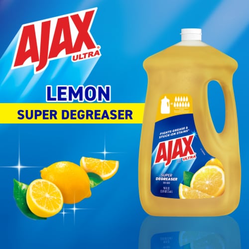 Ajax Ultra Liquid Dish Soap Lemon Scent Super Degreaser Perspective: right