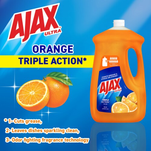 Ajax Ultra Triple Action Liquid Dish Soap Orange Perspective: right