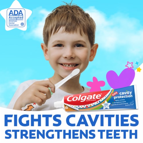 Colgate Cavity Protection Toothpaste for Kids with Fluoride in Bubble Fruit Flavor Perspective: right