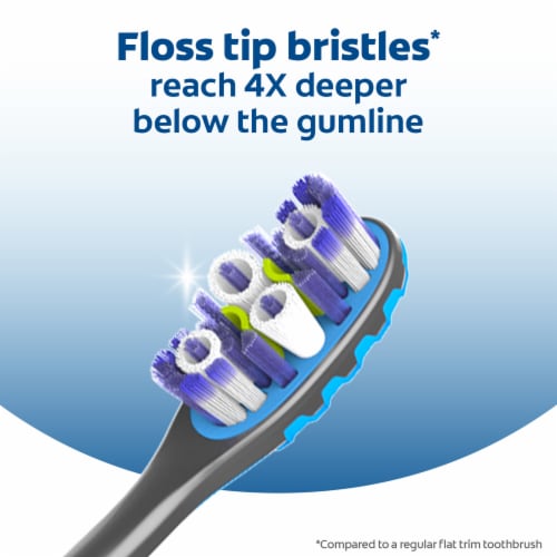 Colgate 360 Advanced Floss Tip Bristles Toothbrushes Medium Perspective: right