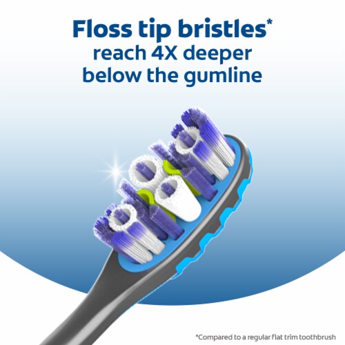Colgate 360 Advanced Floss Tip Bristles Toothbrushes Medium Perspective: right