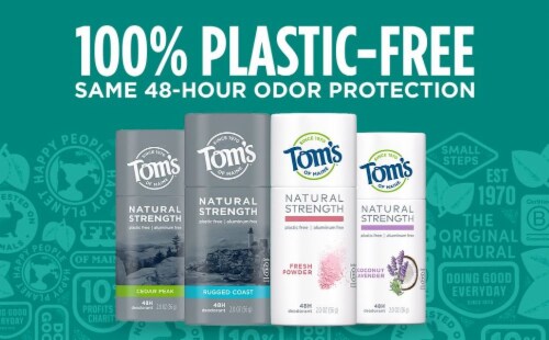 Tom's of Maine Natural Strength Plastic-Free Aluminum-Free Deodorant for Women Fresh Powder Perspective: right