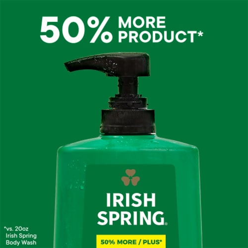 Irish Spring Moisture Blast Moisturizing Body Wash for Men Cool Fresh Scent 30 fl oz Pump Bottle Perspective: right