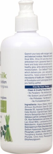 Kiss My Face Goat Milk Eucalyptus + Lemongrass Hand & Body Lotion Perspective: right