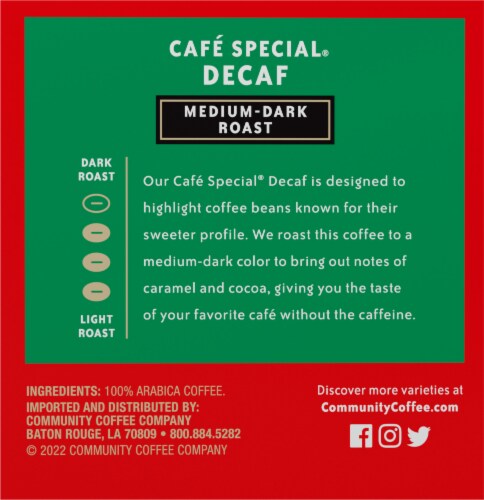 Community Coffee® Decaf Cafe Special Medium-Dark Roast K-Cup Coffee Pods Perspective: right