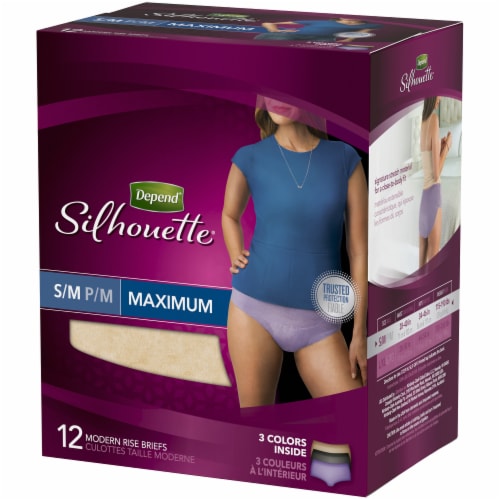 Depend Silhouette Maximum Absorbency S/M Modern Rise Incontinence Briefs For Women Perspective: right