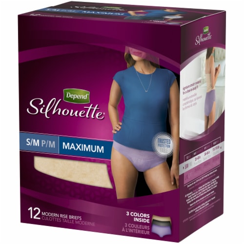 Depend Silhouette Maximum Absorbency S/M Modern Rise Incontinence Briefs  For Women, 12 ct - Kroger