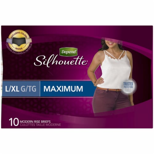 Depend Silhouette Max Absorbency L/XL Modern Rise Incontinence Briefs For Women Perspective: right