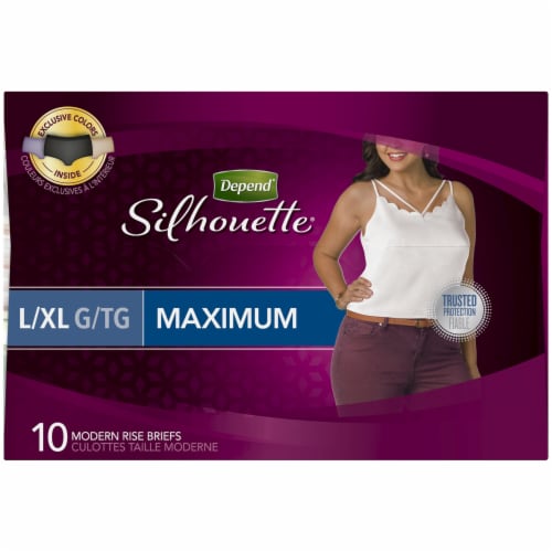 DEPEND Silhouette Incontinence Underwear Women ~L/XL ~ Max Absorbency ~ 4  Count