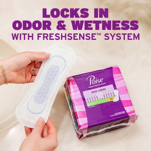 Poise Daily Incontinence Panty Liners 2 Drop Very Light Regular Pantiliners Perspective: right