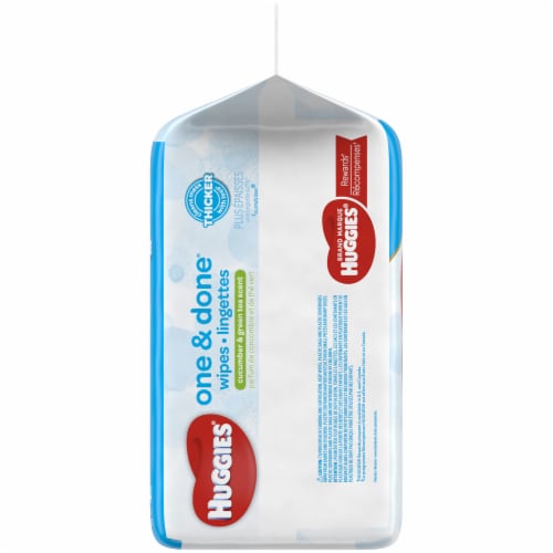 Huggies One & Done Refreshing Cucumber & Green Tea Scent Baby Wipes Refill Pack Perspective: right