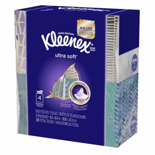 Kleenex Ultra Soft Facial Tissues, 4 pk / 75 ct - Fry’s Food Stores